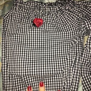Off the shoulder gingham style crop top